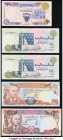 Afghanistan Bank of Afghanistan 500 Afghani SH1356 (1977) Pick 52a; 1,000 Afghanis SH1352 (1973) Pick 53a Choice Crisp Uncirculated; Bahrain Monetary ...