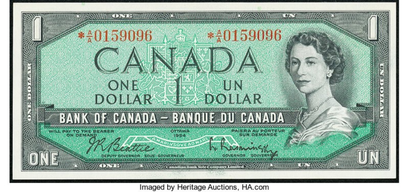 Canada Bank of Canada 1 Dollar 1954 *A/A Replacement BC-37bA Gem Crisp Uncircula...