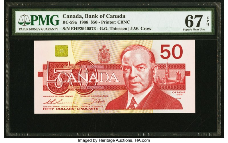 Canada Bank of Canada $50 1988 BC-59a PMG Superb Gem Unc 67 EPQ. 

HID0980124201...