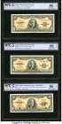 Cuba Banco Nacional de Cuba 50 Pesos 1950 Pick 81a (2); 81s1 Two Consecutive Issued Notes and One Specimen PCGS Banknote Grading Gem UNC 66 OPQ (3). T...