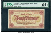 Germany Sudetenland & Lower Silesia 20 Reichsmark 28.4.1945 Pick 187 PMG Choice Uncirculated 64 EPQ. 

HID09801242017