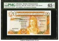 Gibraltar Government of Gibraltar 20 Pounds 1.7.1986 Pick 23c PMG Gem Uncirculated 65 EPQ. 

HID09801242017