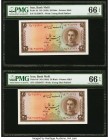 Iran Bank Melli 20 Rials ND (1948) Pick 48 Two Consecutive Examples PMG Gem Uncirculated 66 EPQ (2). 

HID09801242017