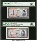 Iran Bank Melli 10 Rials ND (1954) / SH1333 Pick 64 Two Consecutive Examples PMG Choice Uncirculated 64 (2). 

HID09801242017
