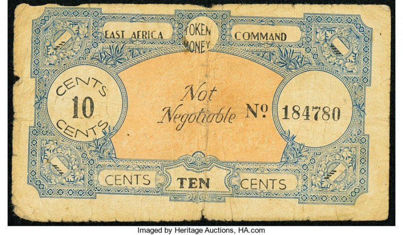 Italian Somaliland East Africa Command Token Money 10 Cents ND Pick Unlisted Fin...