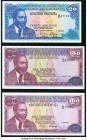 Kenya Central Bank of Kenya 20 Shillings 1976 Pick 13c; 100 Shillings 1975 Pick 14b; 1976 Pick 14c Choice Crisp Uncirculated. 

HID09801242017