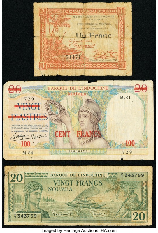 New Caledonia Tresorerie de Noumea 1 Francs 1918 Pick 31; Banque De L'Indochine ...