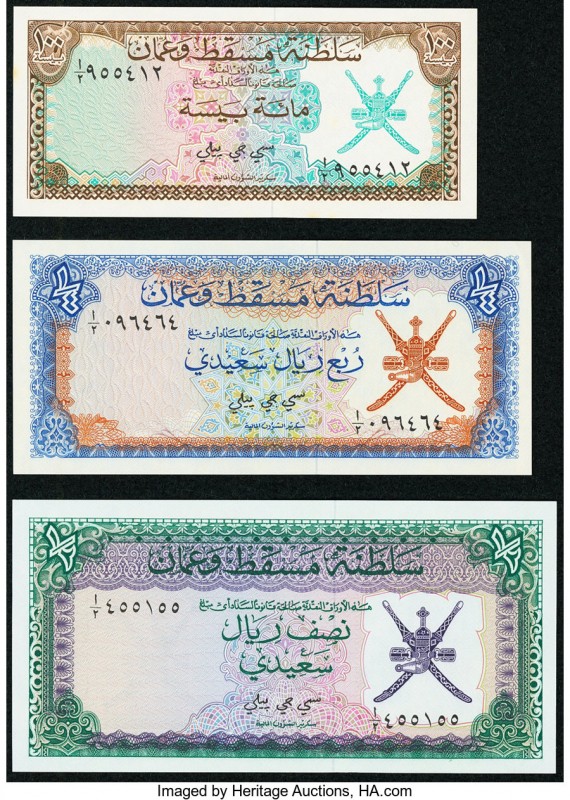 Oman Sultanate of Muscat and Oman 100 Baiza; 1/4; 1/2 Rial Saidi ND (1970) Pick ...