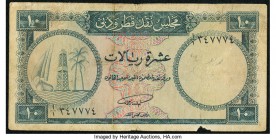 Qatar & Dubai Currency Board 10 Riyals ND (ca. 1960) Pick 3a Fine. Piece missing out of bottom margin.

HID09801242017