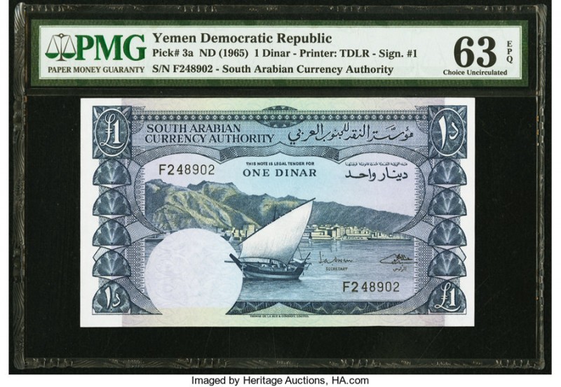 Yemen Democratic Republic South Arabian Currency Authority 1 Dinar ND (1965) Pic...