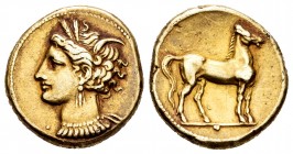 Carthaginian coinage in Sicily and North Africa. Estátera. 290-270 a.C. Carthage. (Jenkins-Lewis group V, 273). Anv.: Cabeza de Tanit a la izquierda, ...