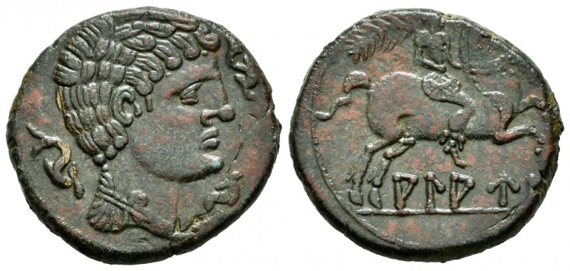 Alaun. As. 120-80 a.C. Alagón (Zaragoza). (Abh-62). (Acip-1470). Anv.: Cabeza ma...