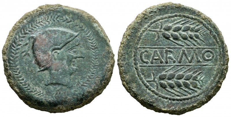 Carmo. As. 80 a.C. Carmona (Sevilla). (Abh-454). (Acip-2382). Anv.: Cabeza mascu...