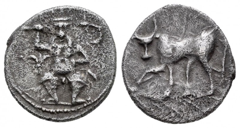 Ebusus. Hemidracma. 200-100 a.C. Ibiza. (Abh-920). (Acip-714). (C-16). Anv.: Bes...