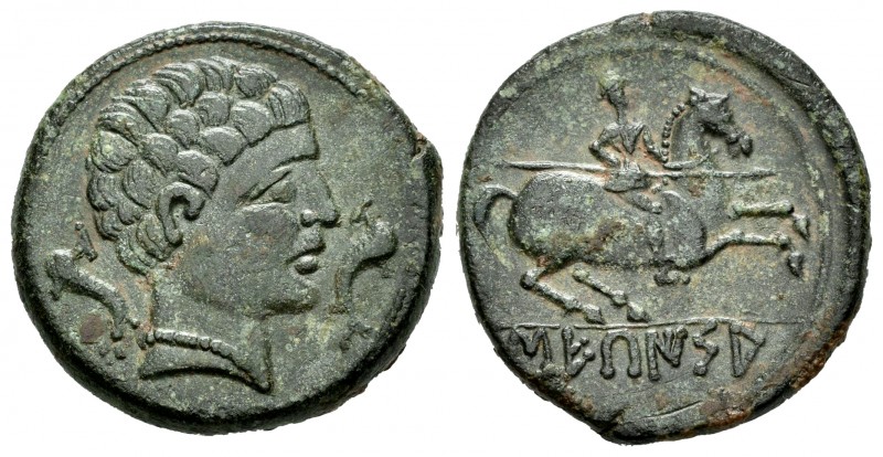 Sekaisa. As. 120-20 a.C. Area of Aragón. (Abh-2131). (Acip-1560). Anv.: Cabeza m...