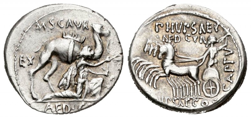 Aemilius. Denario. 58 a.C. Rome. (Ffc-121). (Cal-87b). Anv.: El Rey Aretas de ro...