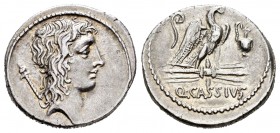 Cassius. Denario. 55 a.C. Rome. (Ffc-557). (Craw-428/3). (Cal-411). Anv.: Cabeza de Bonus Eventus a derecha, detrás cetro. Rev.: Águila a derecha sobr...