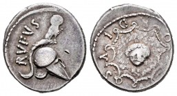 Cordius. Denario. 46 a.C. Rome. (Ffc-601). (Craw-463/2). (Cal-464). Anv.: Casco corintio  surmontado por una lechuza, detrás RVFVS. Rev.: Egida de Min...
