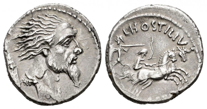 Hostilius. Denario. 48 a.C. Rome. (Ffc-754). (Craw-448/2a). (Cal-622). Anv.: Cab...