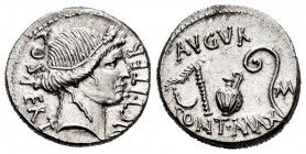 Julius Caesar. Denario. 46 a.C. Africa. (Utica?). (Ffc-2). (Craw-467/1b). (Cal-648). Anv.: COS TERT DICT ITER Cabeza de Ceres coronada de espigas. Rev...
