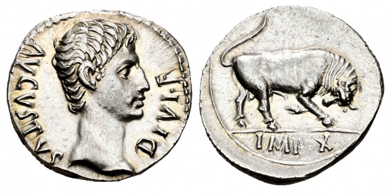 Augustus. Denario. 15-13 a.C. Lugdunum. (Ric-167a). (Seaby-137). Anv.: AVGVSTVS ...