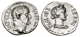 Vespasian. Denario. 69-70 d.C. Epheso. (Spink-2273). (Ric-317). (Seaby-291). Anv.:  IMP CAES VESPAS AVG. Cabeza laureada a derecha. Rev.: PACI ORB TER...
