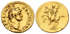 Domitian. Áureo. 73 d.C. Rome. (Spink-2627). (Ric-232). (Cal-812). Anv.: CAES AVG F DOMIT COS II. Busto laureado a derecha. Rev.: Anepígrafa. Domician...