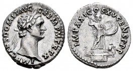 Domitian. Denario. 90 d.C. Rome. (Spink-2734). (Ric-147). (Ch-261). Anv.: IMP CAES DOMIT AVG GERM PM TR P X. Busto laureado a derecha . Rev.: IMP XXI ...