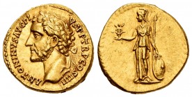 Antoninus Pius. Áureo. 145-161 d.C. Rome. (Spink-4034). (Ric-158). (Cal-1460). Anv.: ANTONINVS AVG PIVS P P TR P COS IIII. Busto laureado a izquierda....