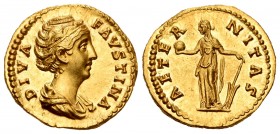 Faustina Senior. Áureo. 141-147 d.C. Rome. (RIC A. Pius-348). (Cal 2008-1747, mismos cuños). (Ch-5). Anv.: DIVA FAVSTINA. Busto de Faustina a derecha....