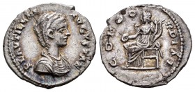 Plautilla. Denario. 202 d.C. Laodicea ad Mare. (Spink-7067). (Ric-372). Anv.: PLAVTILLAE AVGVSTAE. Busto drapeado a derecha. Rev.: CONCORDIAE. Concord...
