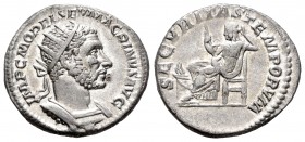 Macrinus. Antoniniano. 217 d.C. Rome. (Spink-7364). (Ric-95). (Seaby-126). Rev.: SECVRITAS TEMPORVM. Securitas sentada a izquierda con cetro, a sus pi...
