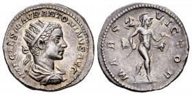 Elagabalus. Antoniniano. 218-219 d.C. Rome. (Ric-122). (Spink-7491). (Ch-113). Anv.: IMP. CAES. M. AVR. ANTONINVS AVG. Su busto radiado, drapeado y ac...