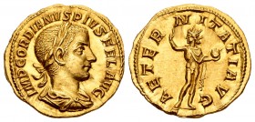 Gordian III. Áureo. 241-244 a.C. Rome. (Ric-97). (Ch-37). (Cal-3186). Anv.: IMP GORDIANVS PIVS FEL AVG. Busto laureado, drapeado y acorazado a derecha...