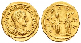 Trajan Decius. Áureo. 250-251 d.C. Rome. (Spink-9360). (Ric-21a). (Cal-3295). Anv.: IMP C M Q TRAIANVS DECIVS AVG. Busto laureado, drapeado y acorazad...