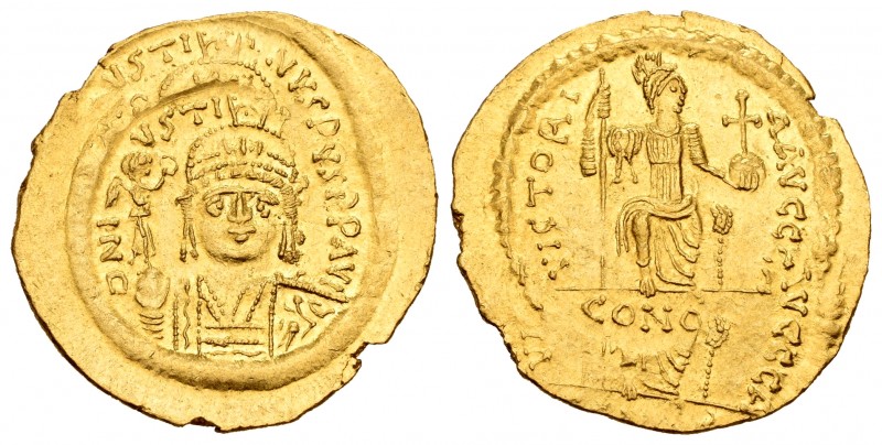 Justin II. Sólido. 565-578 d.C. Constantinople. (Bc-364a). Anv.: DN IVSTINVS PP ...