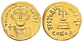 Constans II. Sólido. 641-688 d.C. Constantinople. Oficina Γ. (Bc-957). Anv.: D N CONSTANTINVS P P AVG. Busto de Constans II barbado de frente con glob...