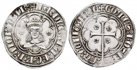 The Crown of Aragon. 1 real. Mallorca. (Cru G-2522). (Cru-555). Anv.: +IA:DEI:GRA:REX:MAIORICAR. Bust facing between rosettes. Rev.: +COMES:ROSIL:ET:C...