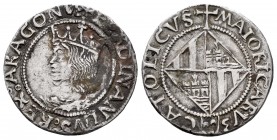 The Crown of Aragon. Ferdinand II. 1 real. Mallorca. Ag. 2,33 g. Shield with three crescents on reverse. Minor oxidation, otherwise a very good specim...