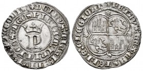 Kingdom of Castille and Leon. Peter I. 1 real. Sevilla. (Bautista-528.5). Ag. 3,40 g. Pellet to the left of the crowned “P”. Rosettes on reverse. XF. ...