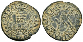 Catholic Kings (1474-1504). 4 maravedís. Cuenca. (Cal 2008-567). (Rs-291). Au. 8,09 g. Magnificent specimen with full flan and cup between stars at th...