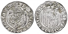 Catholic Kings (1474-1504). 1 real. Toledo. Anterior a la Pagmática. (Cal 2008-401 variante). Anv.: FERNANDVS:ET hELISABEB:DE. Escudo de Castilla y Le...