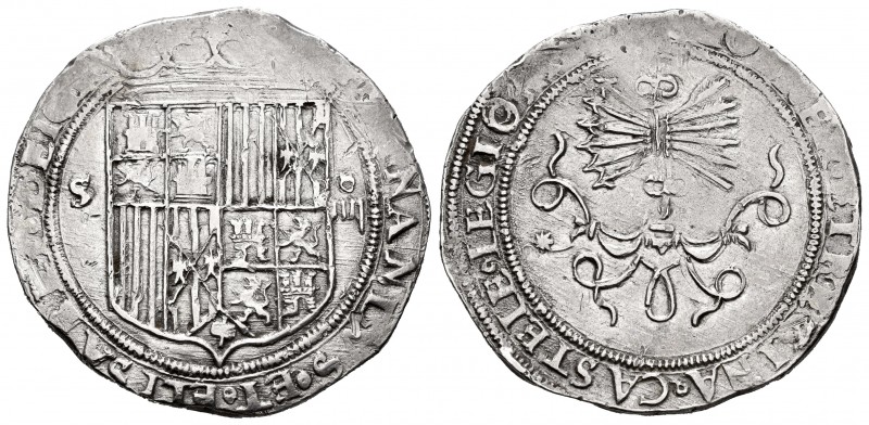 Catholic Kings (1474-1504). 4 reales. Sevilla. (Cal 2008-212). Ag. 13,32 g. Arms...