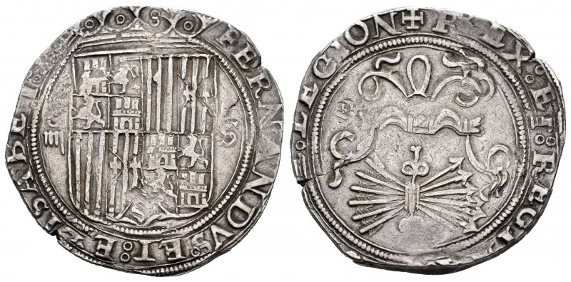 Catholic Kings (1474-1504). 4 reales. Sevilla. d cuadrada. (Cal 2008-219). Ag. 1...