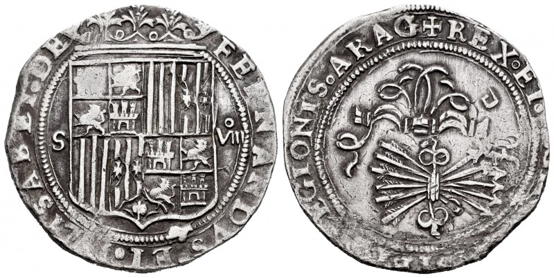 Catholic Kings (1474-1504). 8 reales. Sevilla. (Cal 2008-185). Ag. 27,35 g. Arms...