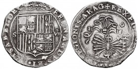Catholic Kings (1474-1504). 8 reales. Sevilla. (Cal 2008-185). Ag. 27,35 g. Arms between “S” - “VIII” and “square d” assayer on reverse. Choice VF. Es...