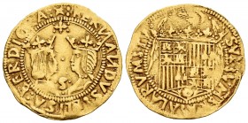 Catholic Kings (1474-1504). Doble excelente. Sevilla. (Cal 2008-74 variante). (Tauler-194). Anv.: Cruz entre cuatro puntos. Debajo S entre puntos. Ley...