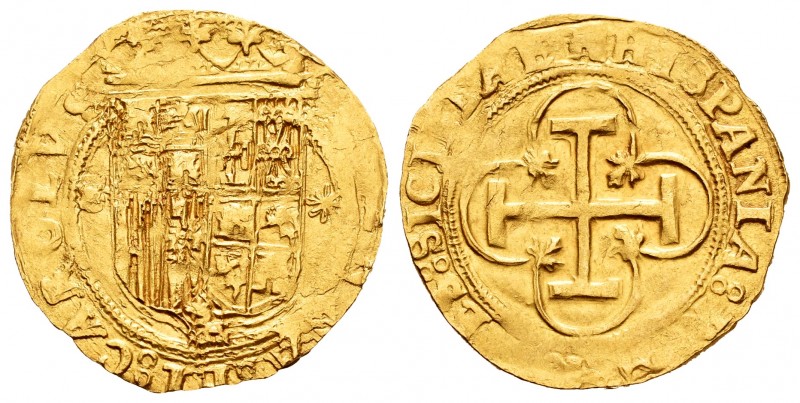 Charles-Joanna (1504-1555). 1 escudo. Sevilla. Estrella. (Cal 2008-57). (Tauler-...