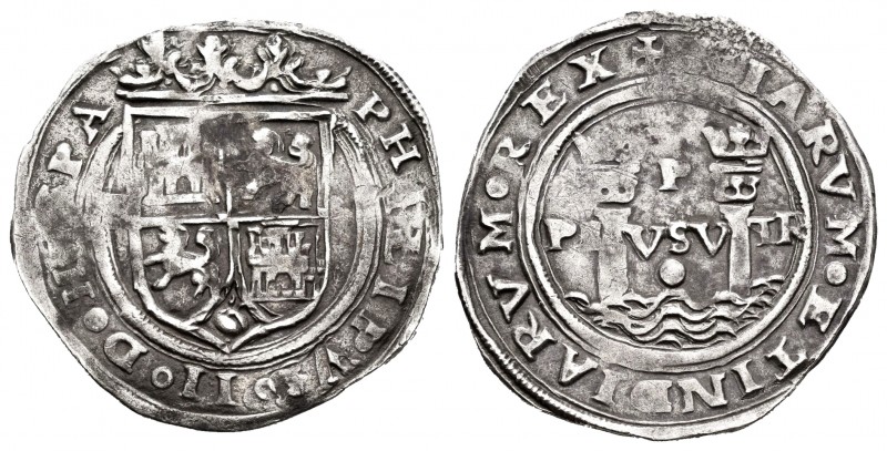 Philip II (1556-1598). 1 real. Lima. R (Rincón). (Cal 2008-630). Ag. 3,50 g. Rou...