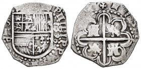 Philip II (1556-1598). 2 reales. 1590. Sevilla. (Cal 2008-541). Ag. 6,78 g. “Square d” assayer. Visible part of the king’s name and full date. VF. Est...